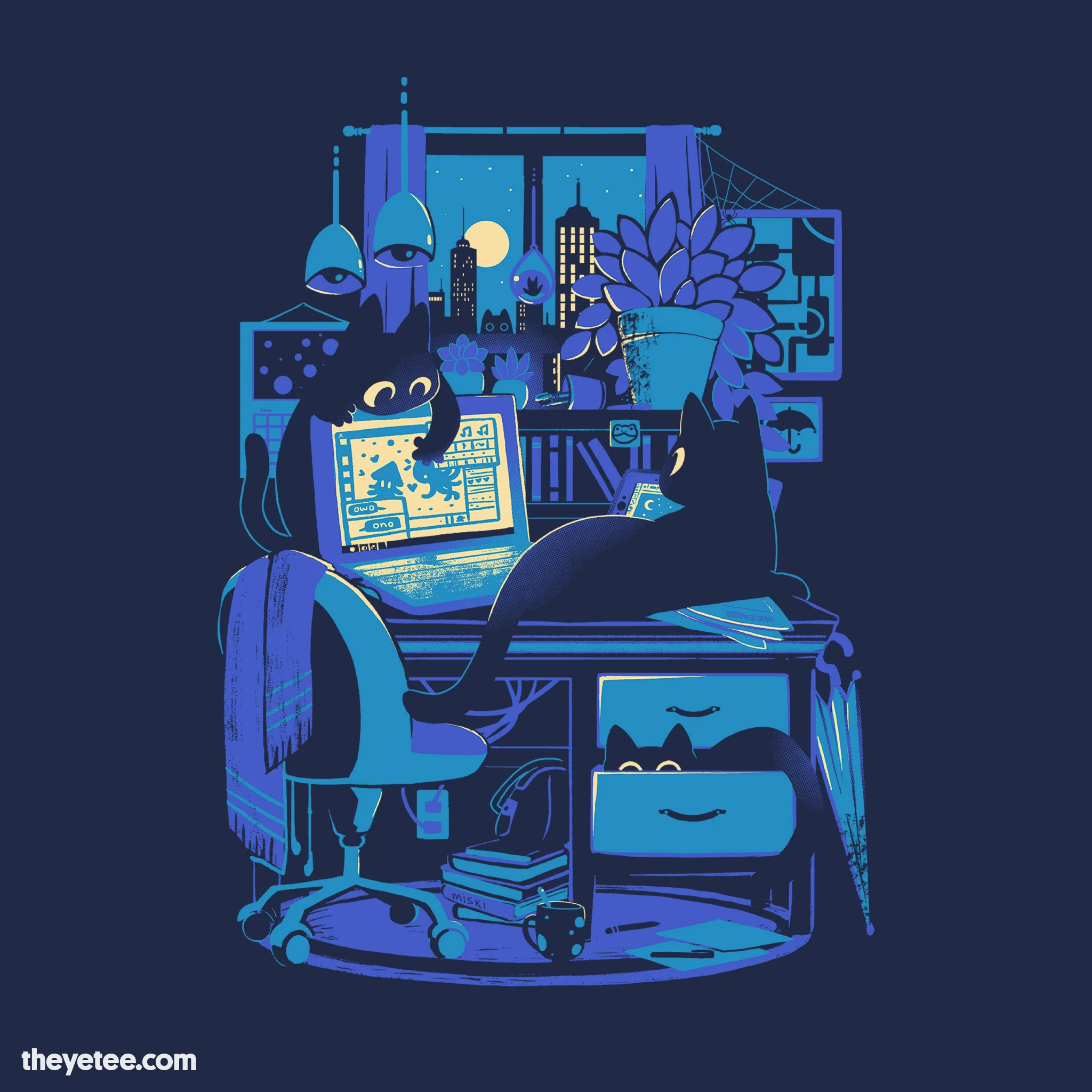 Night Shift Office Cats Tee - Image 3